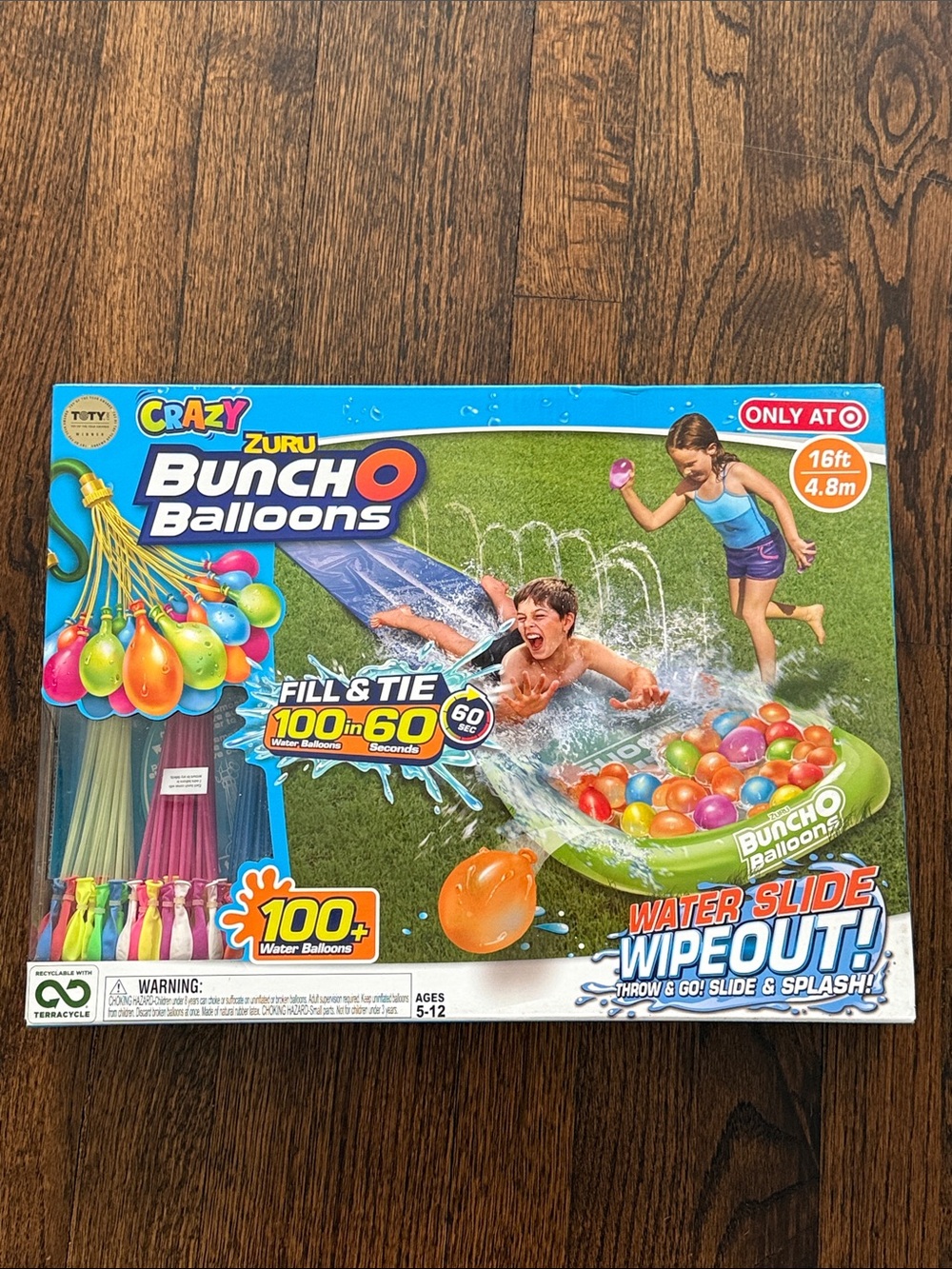 Brand new - Bunch O Balloons Water Slide Wipeout and water balloon set